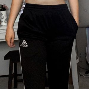 adidas Black Track Pants with White Stripes